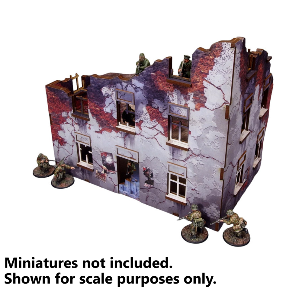 Bolt Action HDF Terrain: WW2 Ostfront Stalingrad - Ruined Apartment Block Front (Preorder)