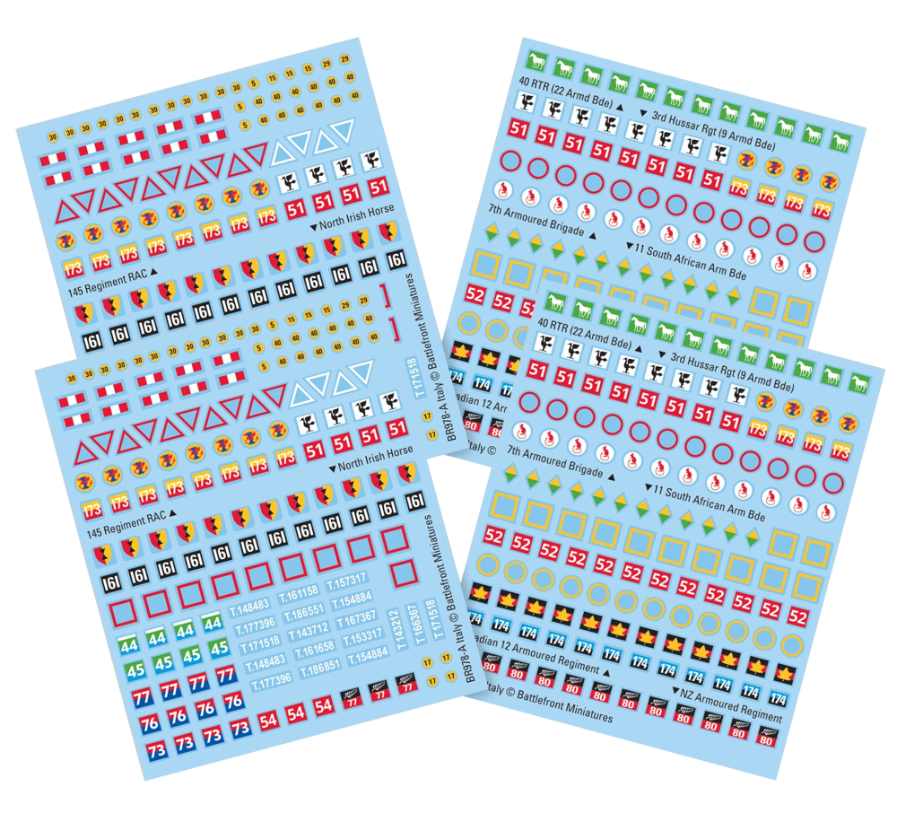 Flames of War WW2: British Late War (Italy) Decal Set