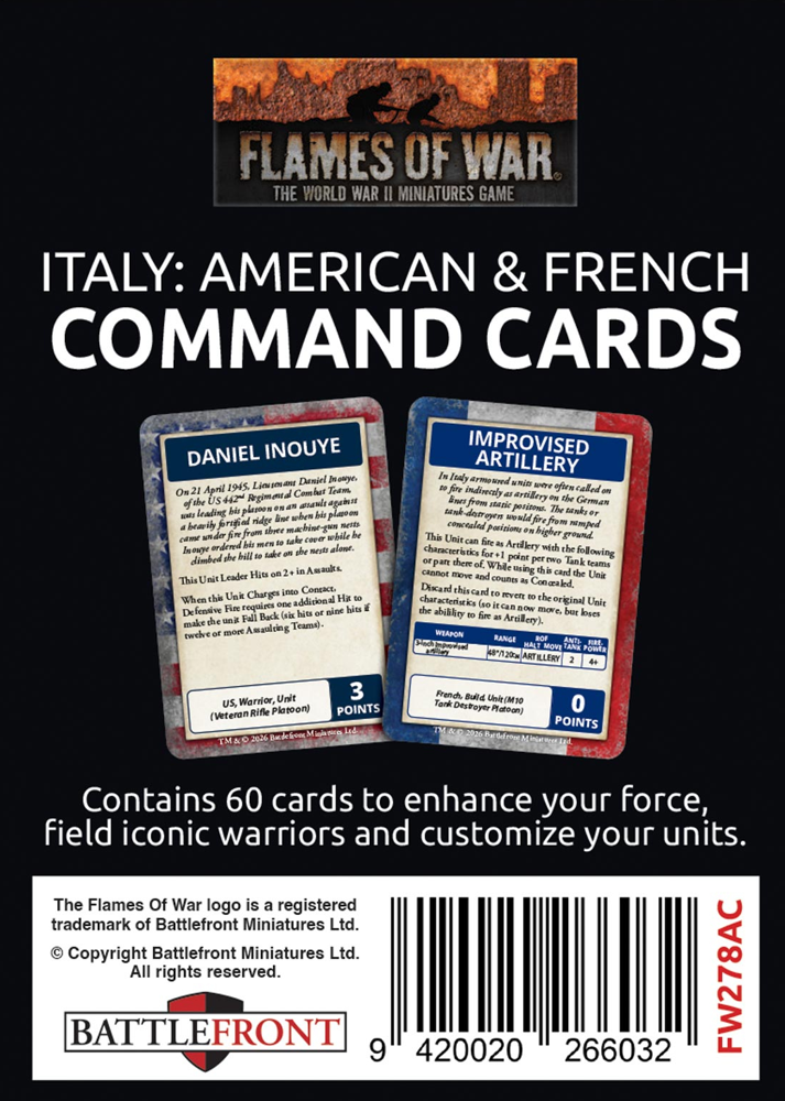 Flames of War WW2: Liberation of Italy - American & French Command Cards (Preorder)