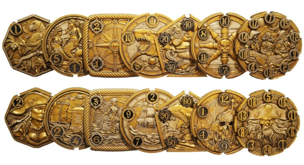 FlipDie Metal Dice Coin Set: Pirate - Gold (7) (New Arrival)