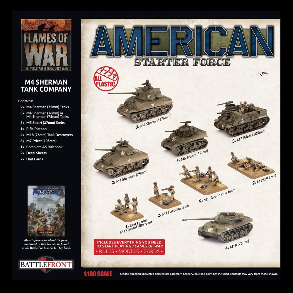 Flames of War WW2: American Starter Force - M4 Sherman Tank Company (Preorder)