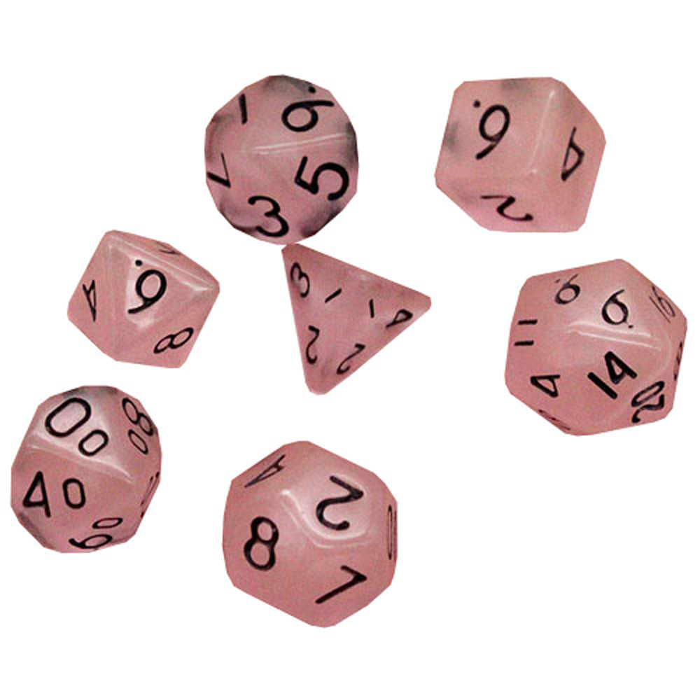 Game Plus Products 10mm Resin Dice: Glow-in-the-Dark - Pink (7)