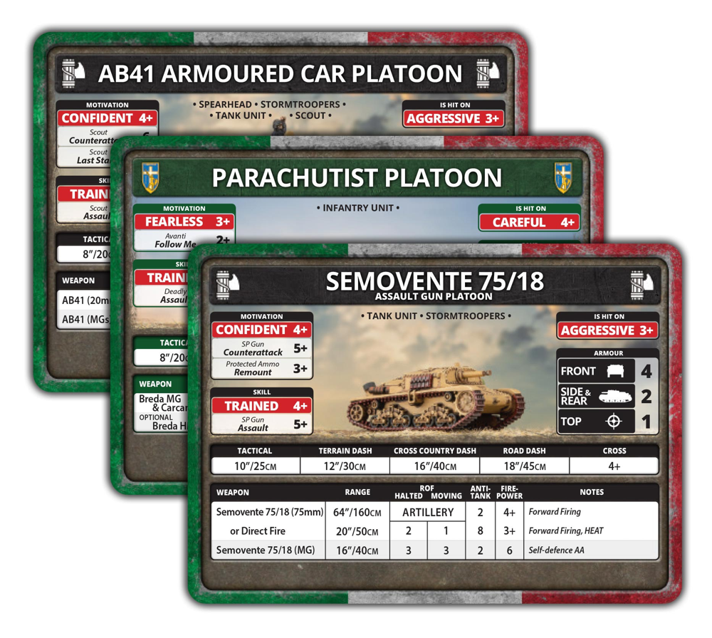 Flames of War WW2: Liberation of Italy - Italian Unit Cards