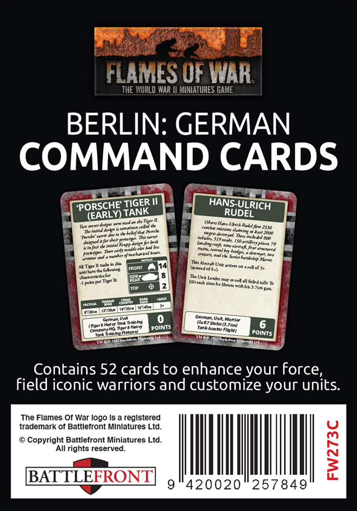 Flames of War WW2: Berlin - German Command Cards