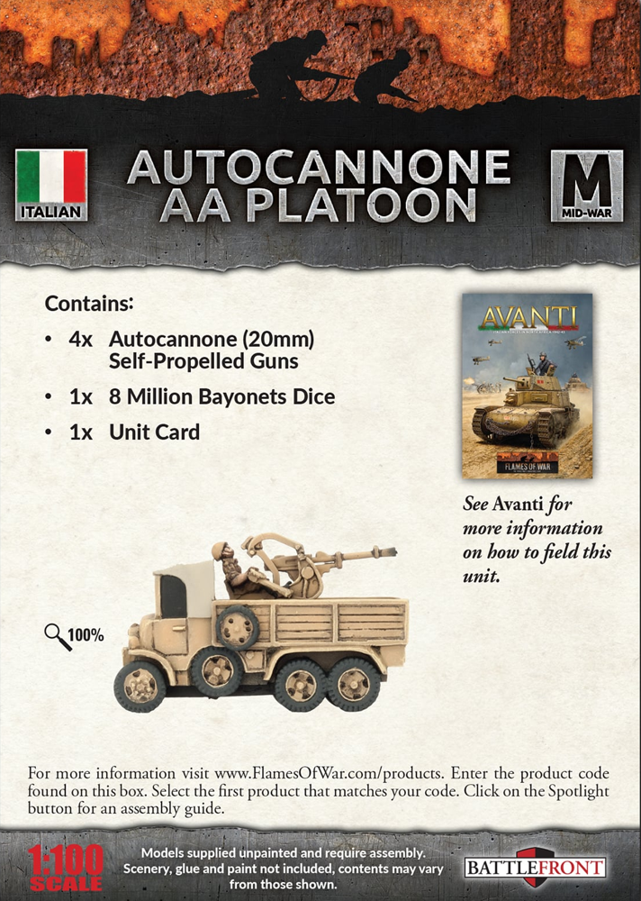 Flames of War WW2: Italian - Autocannone AA Platoon