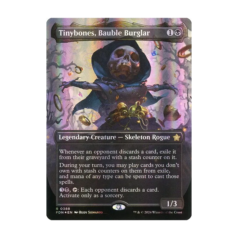 Tinybones, Bauble Burglar (Borderless) (Mana Foil) - Foundations (Foil Near Mint)