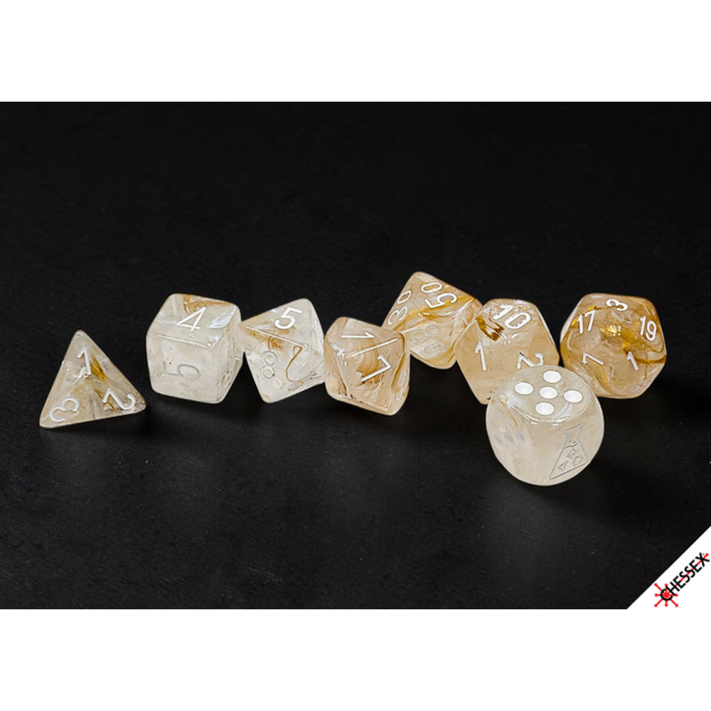 Chessex Lab Series Polyhedral Dice: Borealis - Champagne/White (Preorder)