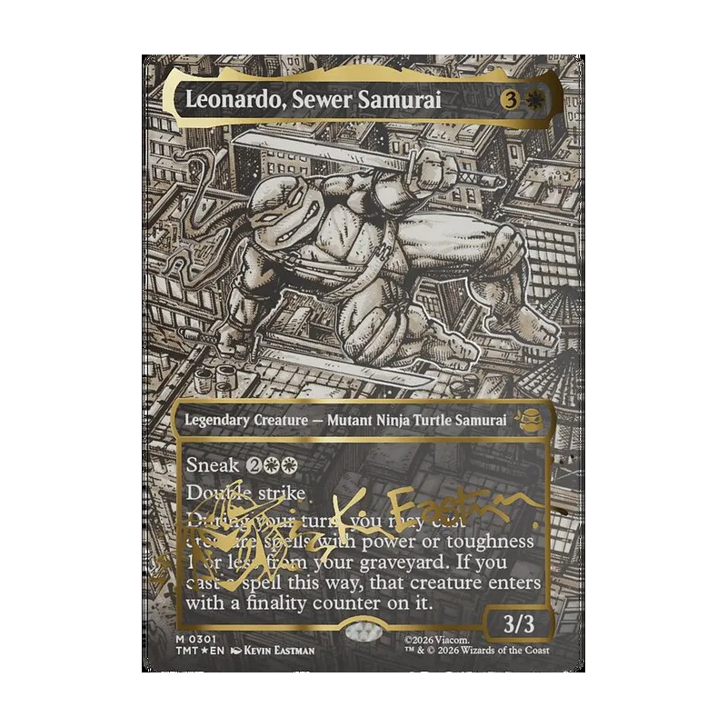 Leonardo, Sewer Samurai (Borderless) (Gold-Stamped Signature) - Teenage Mutant Ninja Turtles (Foil Near Mint)