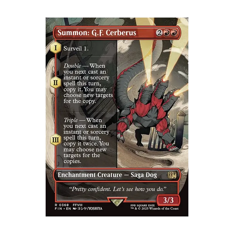 borderless final fantasy mtg cards Magic The Gathering Final Fantasy Single Card Rare Balthier and Fran 393 Borderless Alternate Art FOIL Whenever another creature dies Summon: G.F. Cerberus | Final