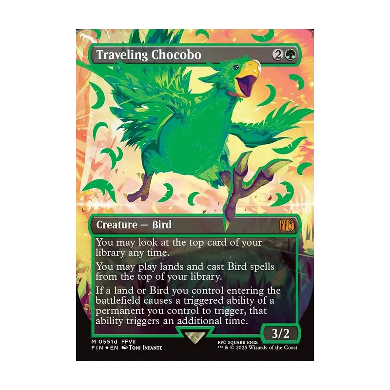 Traveling Chocobo (Borderless) (Neon Ink Green) - Final Fantasy (Foil Near Mint)