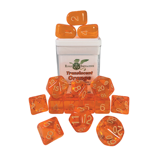 R4I Dice w/ Arch'd4: Translucent - Orange w/ Light Orange (15) (Last Chance)