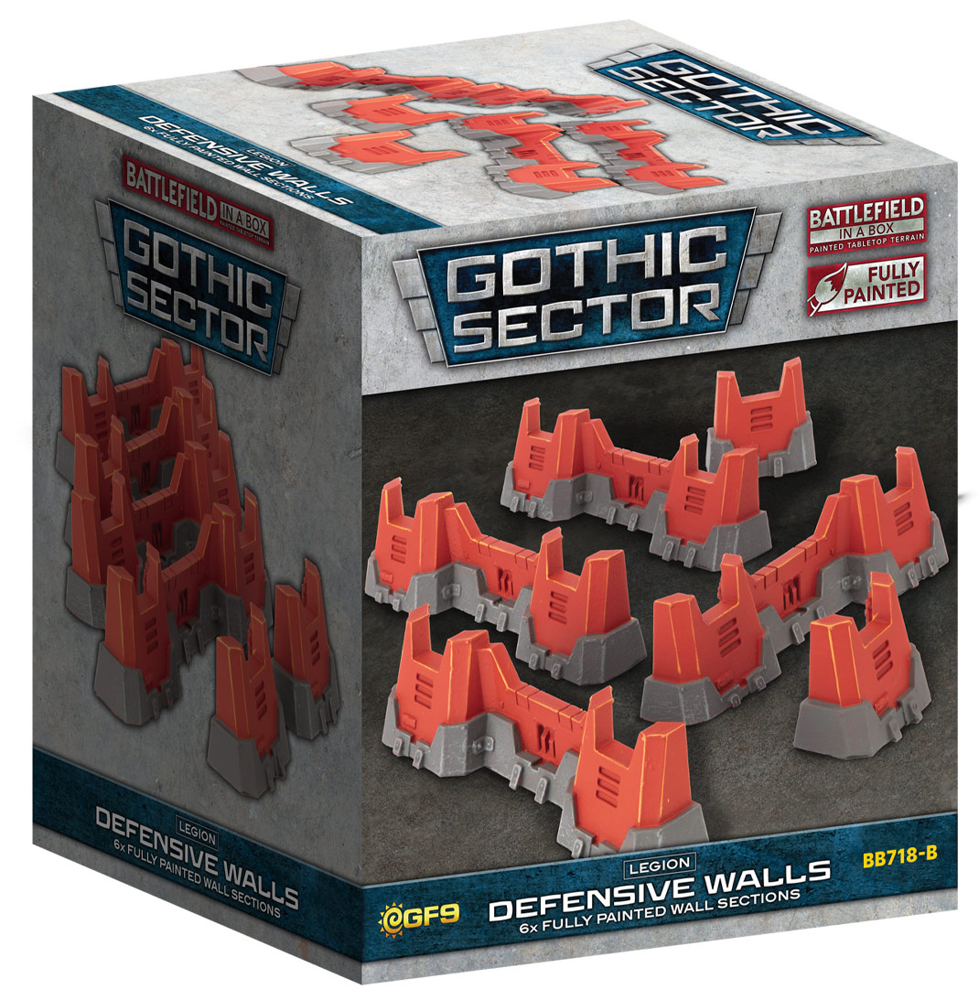 Battlefield in a Box: Gothic Sector - Legion Defensive Walls (Red Paint Scheme) (New Arrival)