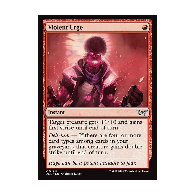 horror mtg cards Silent Hallcreeper  Duskmourn: House of (DSK) #72 Alfies Adventure collection. Violent Urge | Duskmourn: House
