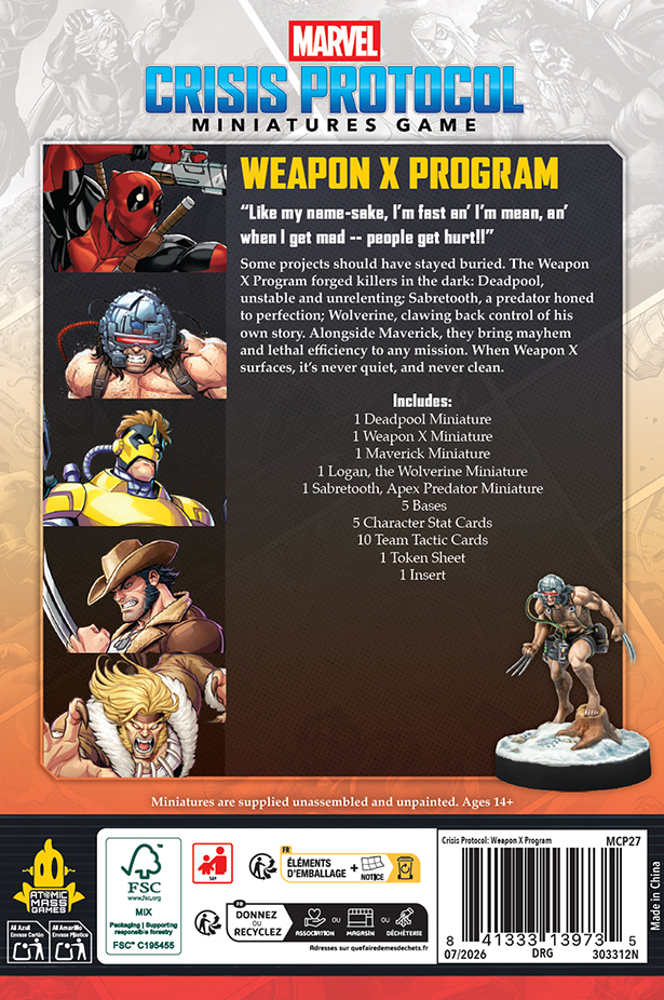 Marvel Crisis Protocol: Weapon X Program Affiliation Pack (Preorder)