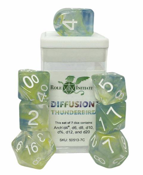 R4I Dice w/ Arch'd4: Diffusion - Thunderbird w/ White (7) (Last Chance) R4I Dice w/ Arch'd4: Diffusion - Thunderbird w/ White (7) (Last Chance)