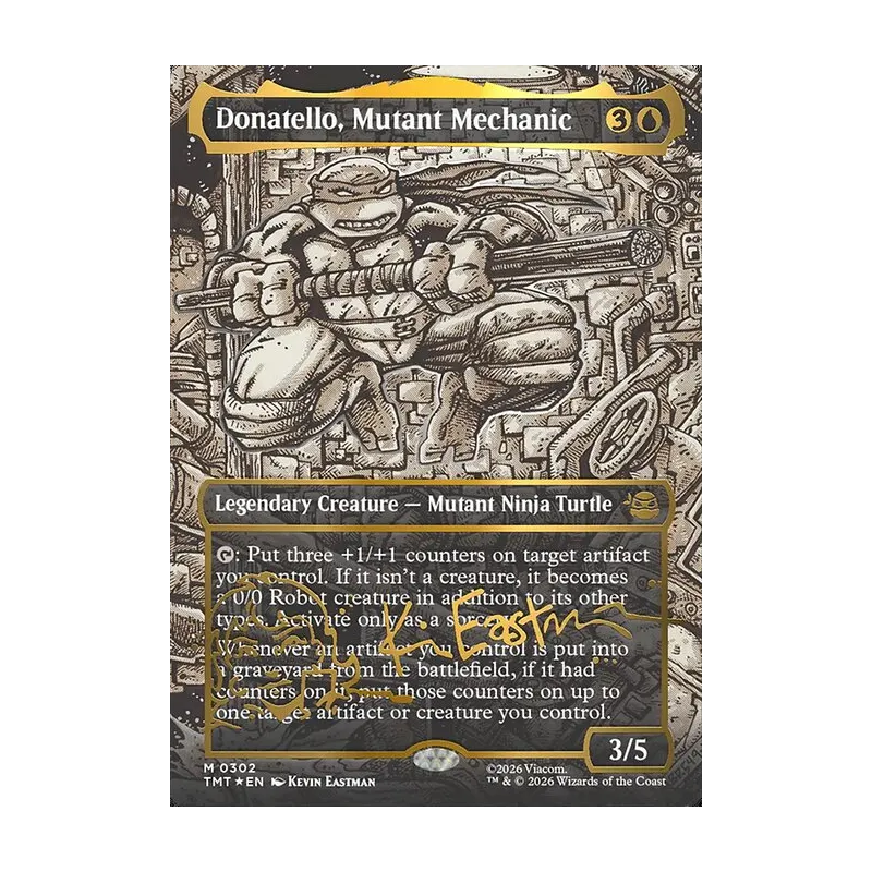 Donatello, Mutant Mechanic (Borderless) (Gold-Stamped Signature) - Teenage Mutant Ninja Turtles (Foil Near Mint)