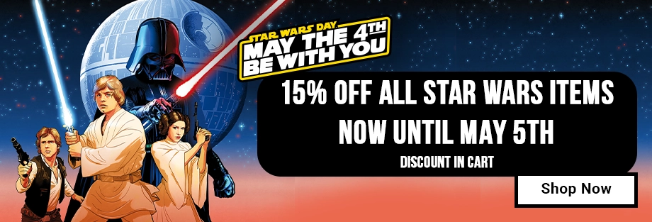 15% Off All Star Wars Items Now Until May 5th. Discount In Cart