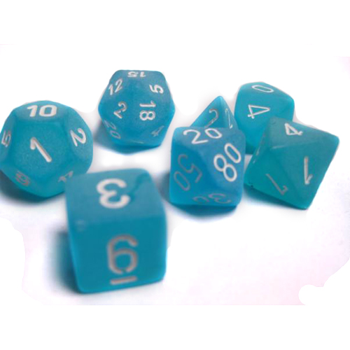 Chessex Dice Set: Frosted Caribbean Blue w/White (7) Chessex Dice Set: Frosted Caribbean Blue w/White (7)