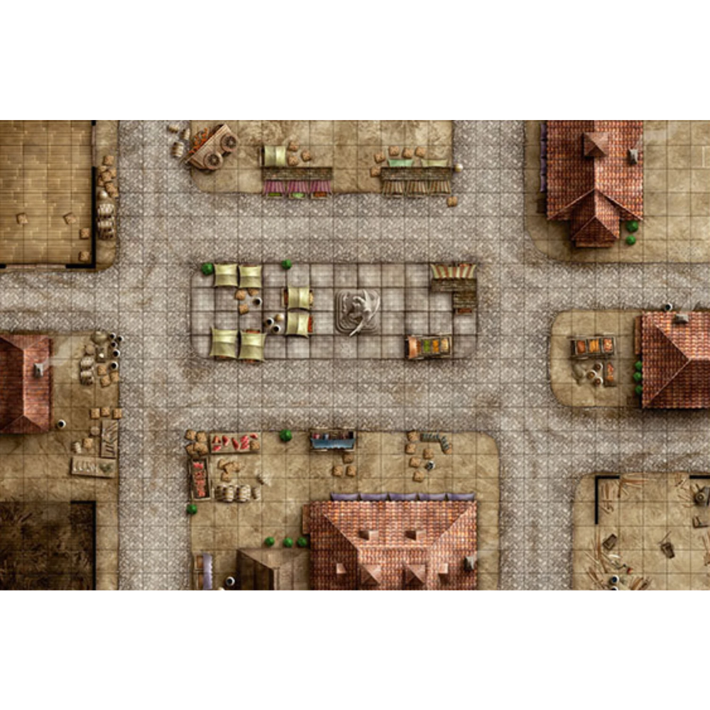 Vinyl RPG Mat: Market Square (20 x 30in) (Preorder)