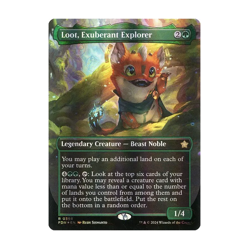 Loot, Exuberant Explorer (Borderless) (Mana Foil) - Foundations (Foil Near Mint)