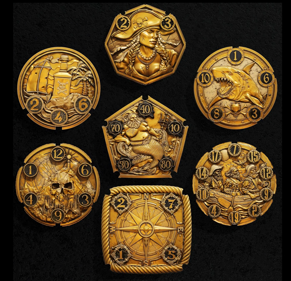 FlipDie Metal Dice Coin Set: Pirate - Gold (7) (New Arrival)