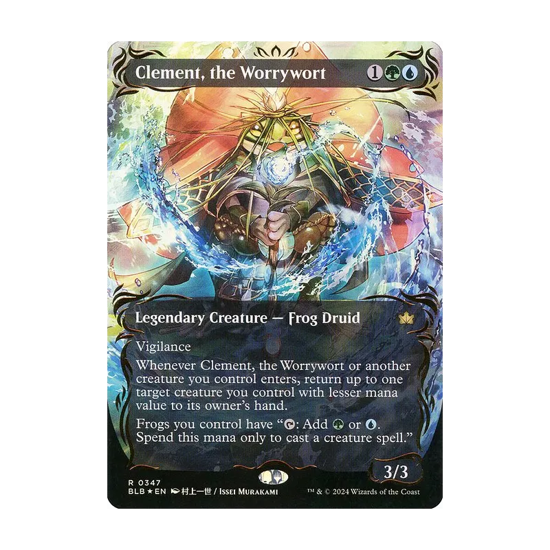 Clement, the Worrywort (Borderless) (Raised Foil) - Bloomburrow (Foil Near Mint)