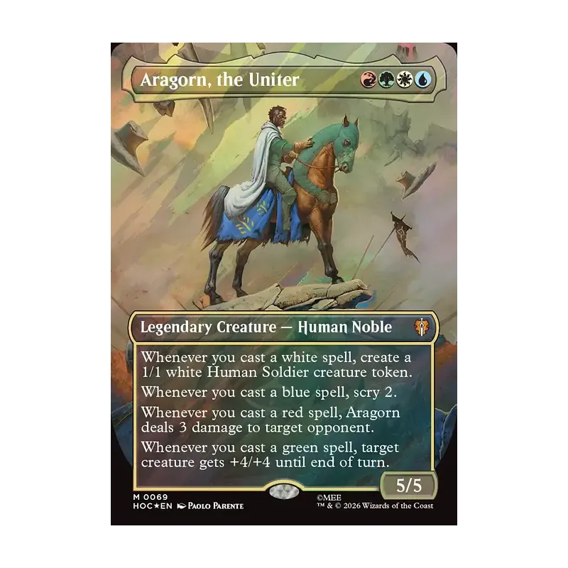 Aragorn, the Uniter (Borderless) (Surge Foil) - The Hobbit Eternal (Foil Near Mint)