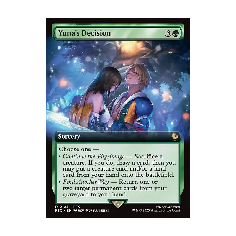 mtg yuna card Tidus, Yuna's Guardian - Green/White/Blue - 0213 (Borderless) (Surge Foil) Whenever another permanent you control is put into a graveyard from the battlefield Yuna's Decision | Final Fantasy
