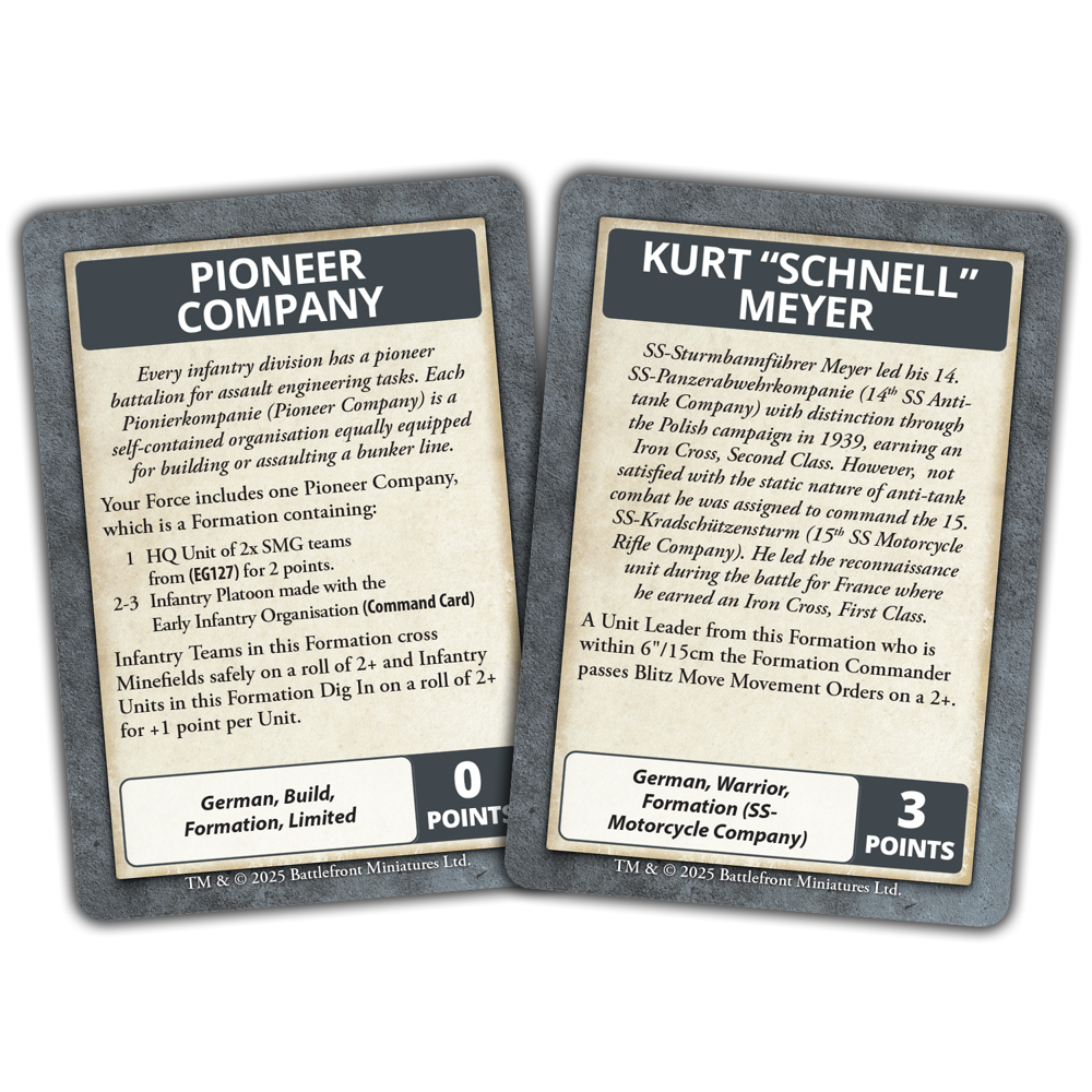 Flames of War WW2: Blitzkrieg: German Command Cards