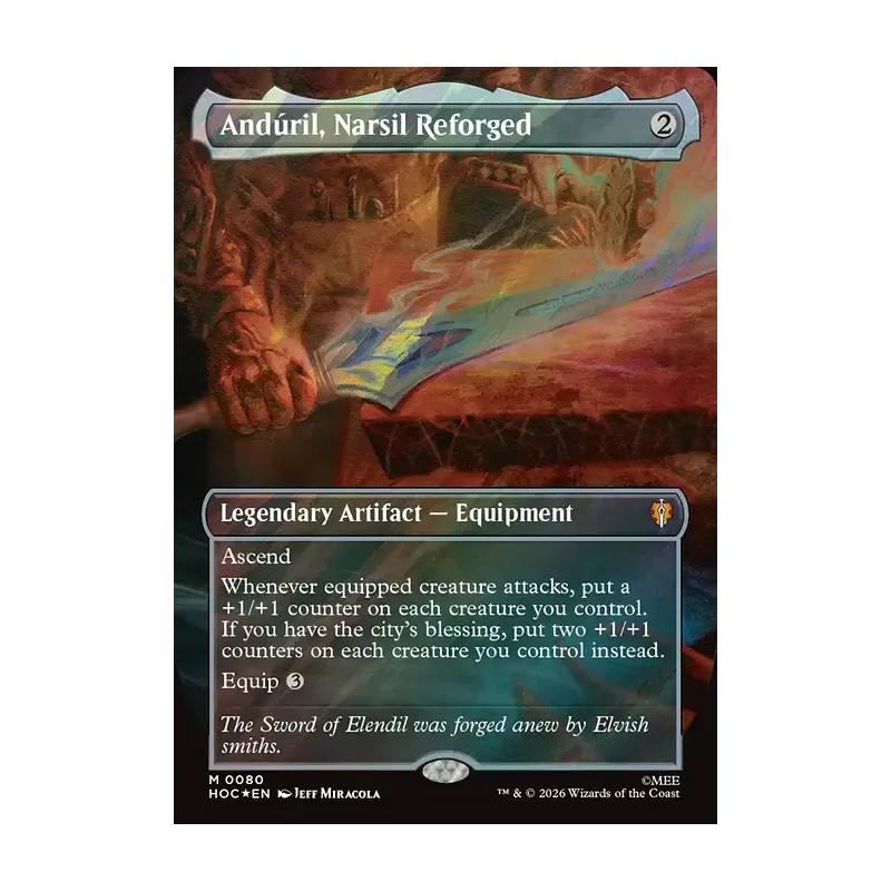 Anduril, Narsil Reforged (Borderless) (Surge Foil) - The Hobbit Eternal (Foil Near Mint)