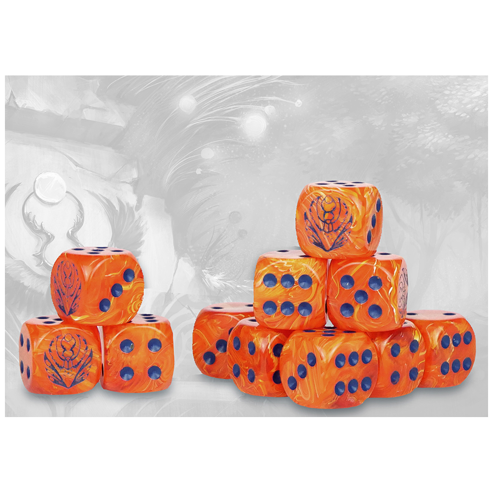 Conquest Marbled Dice: Weaver Courts Logo on Orange (24) (Preorder)