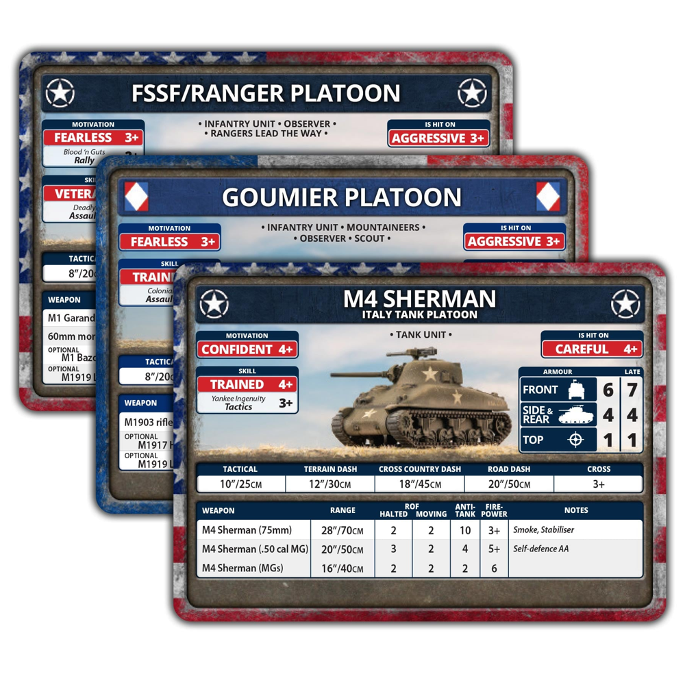 Flames of War WW2: Liberation of Italy - American & Frentch Unit Cards (Preorder)