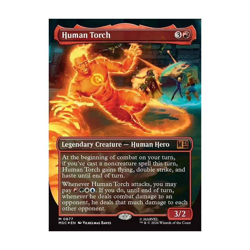 Human Torch (Borderless) (Surge Foil) - Marvel Super Heroes Commander (Foil Near Mint)