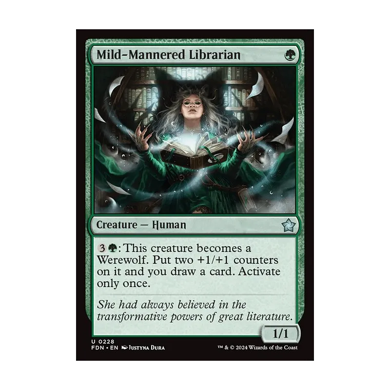 mtg card mint Green Sleeves 200 Pack, Standard Card Sleeves Sturdy Sleeves Matte Back Finish, Perfect Shuffling Casting Cost Card Type Mild-Mannered Librarian | Foundations MTG