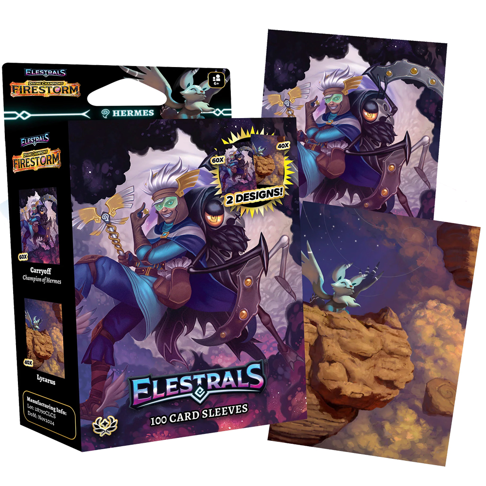 Elestrals Card Sleeves: Divine Champions Firestorm - Carryoff, Champion of Hermes (100) Elestrals Card Sleeves: Divine Champions Firestorm - Carryoff, Champion of Hermes (100)