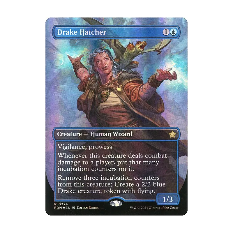 Drake Hatcher (Borderless) (Mana Foil) - Foundations (Foil Near Mint)