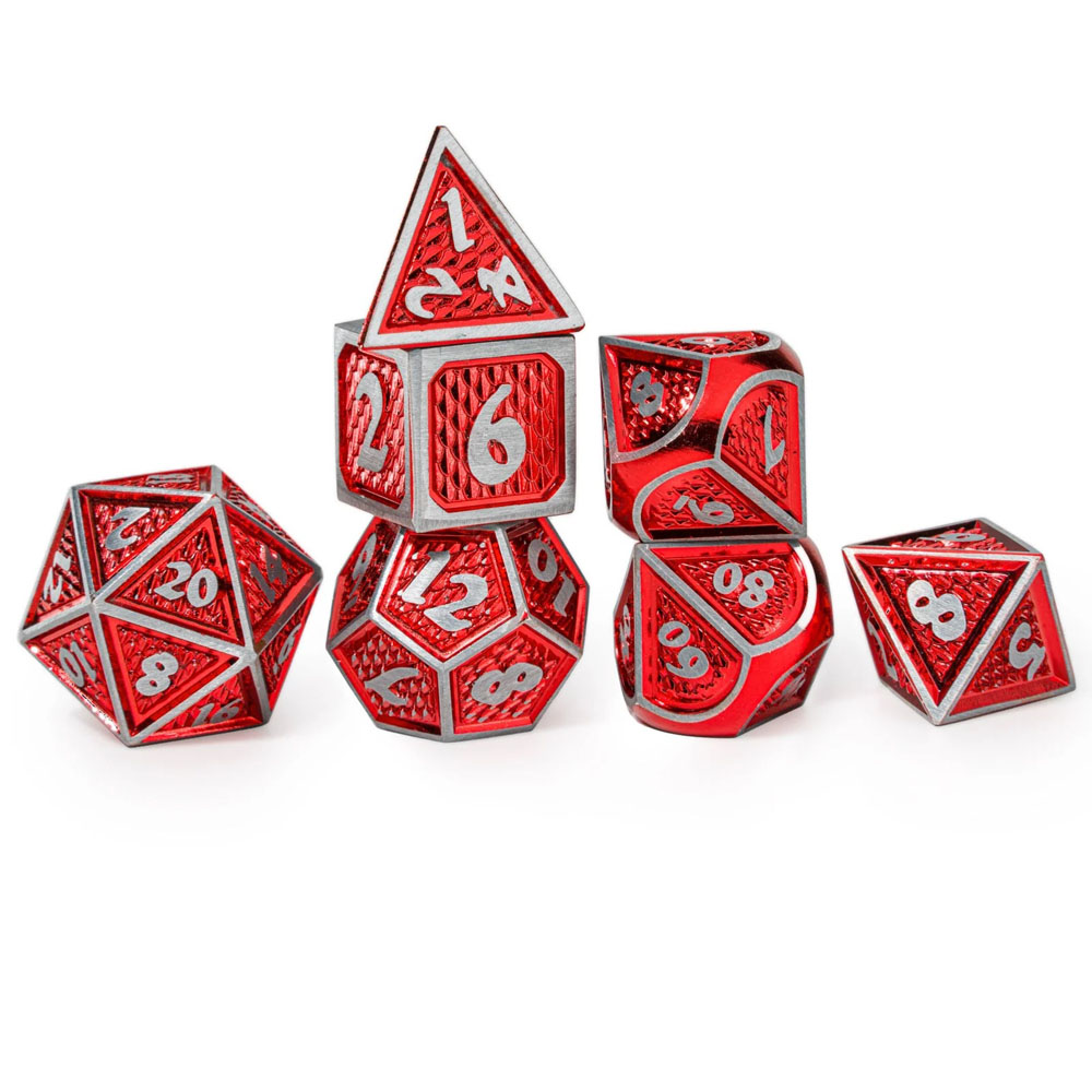 Metal Behemoth Dice Set: Brushed Red w/ Silver (7) (Last Chance) Metal Behemoth Dice Set: Brushed Red w/ Silver (7) (Last Chance)