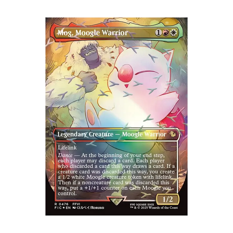 Mog, Moogle Warrior (Borderless) (Chocobo Track Foil) - Final Fantasy Commander (Foil Near Mint)