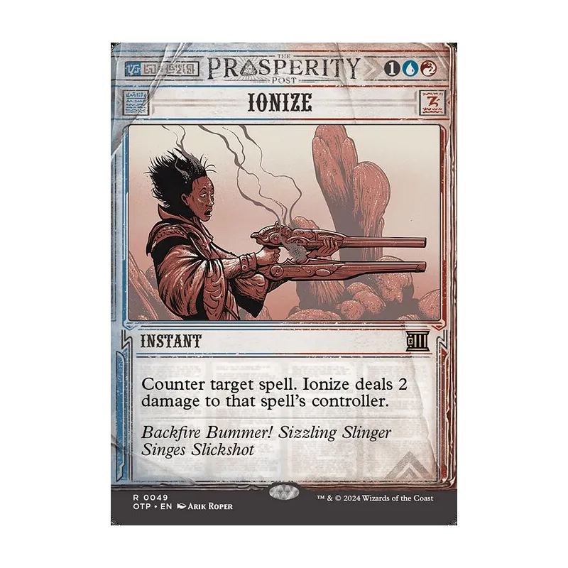 mtg breaking news cards Magic the Gathering Outlaws of Thunder Junction Rare Commandeer #9 [Prosperity Showcase] Gain control of target noncreature spell MtG Outlaws of Thunder Junction