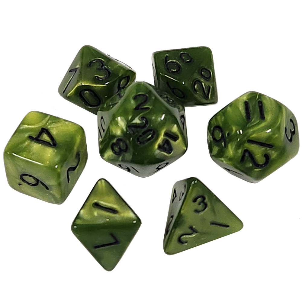 Plus Sign Dice Game Plus Products 10mm Resin Dice: Pearl - Olive Green (7 ...