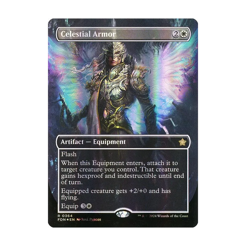 Celestial Armor (Borderless) (Mana Foil) - Foundations (Foil Near Mint)