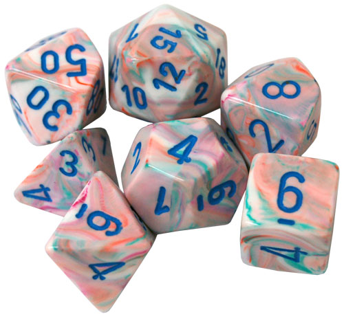 Chessex Dice Set: Festive Pop-Art/Blue (7)