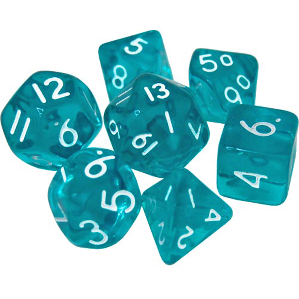 Game Plus Products 10mm Resin Dice: Transparent - Teal (7)