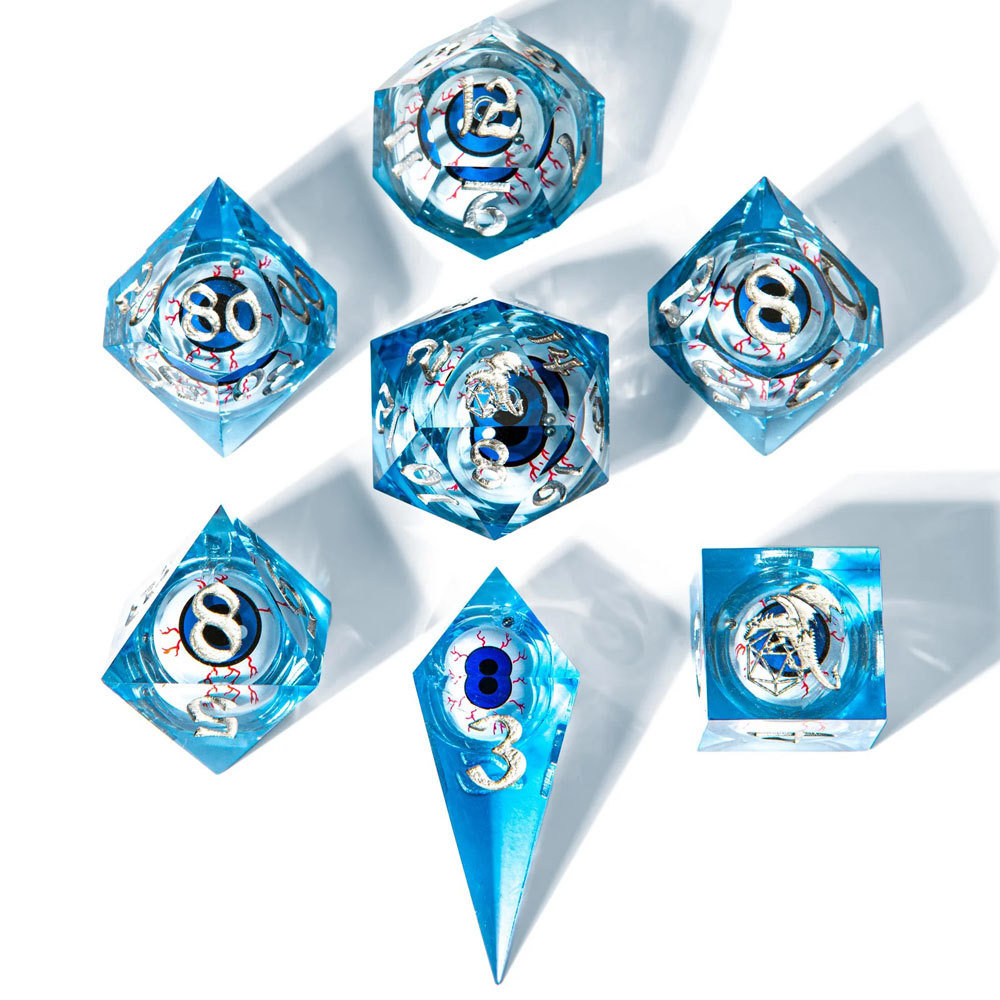 Sharp-Edge Polyhedral Dice Set: Always Watching - Blue Eyeball (7) (Last Chance) Sharp-Edge Polyhedral Dice Set: Always Watching - Blue Eyeball (7) (Last Chance)