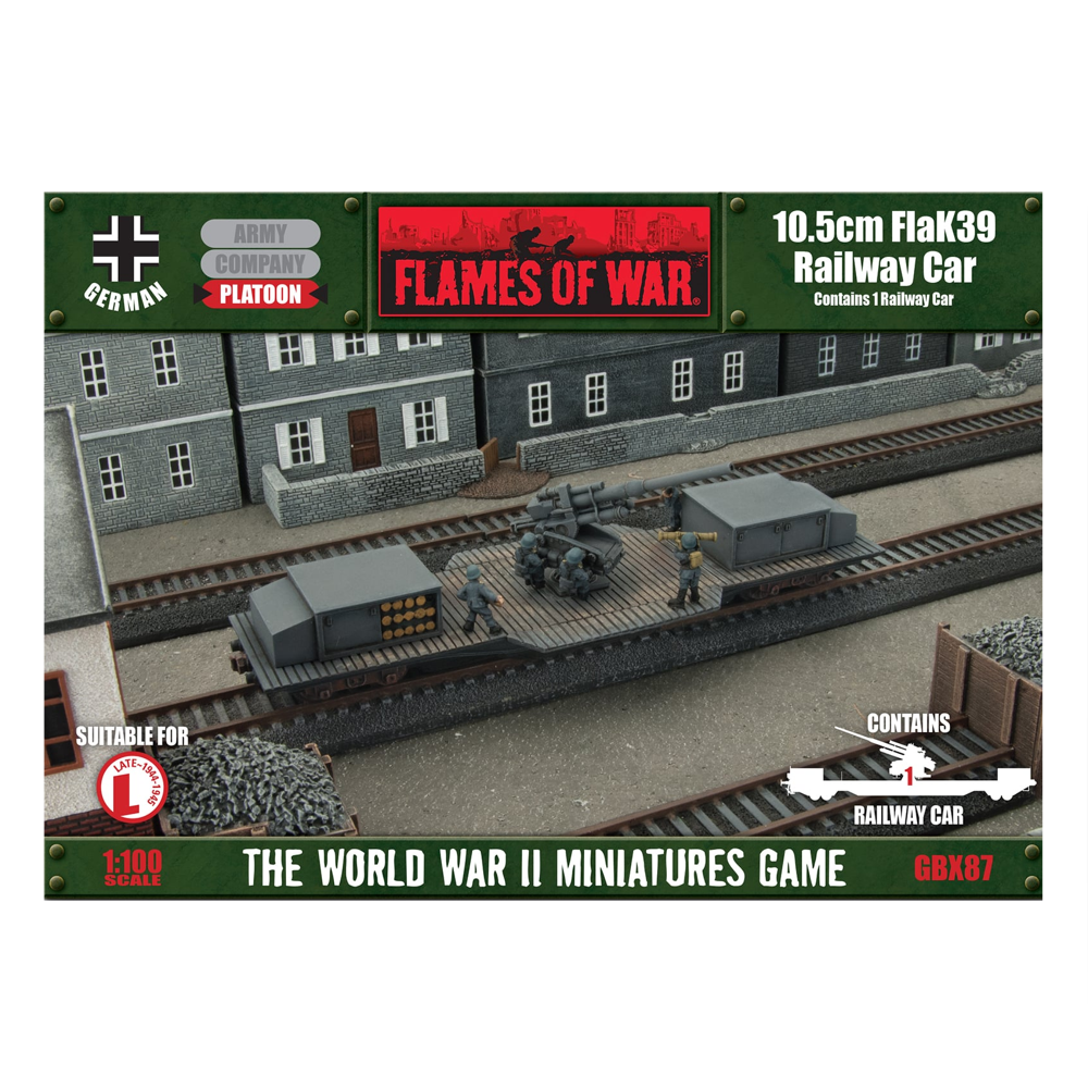 Flames of War WW2: German - 10.5cm FlaK Railway Car (New Arrival)