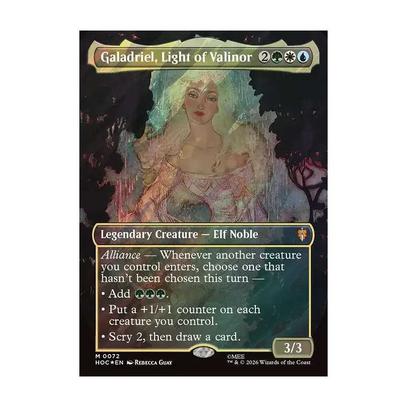 Galadriel, Light of Valinor (Borderless) (Surge Foil) - The Hobbit Eternal (Foil Near Mint)