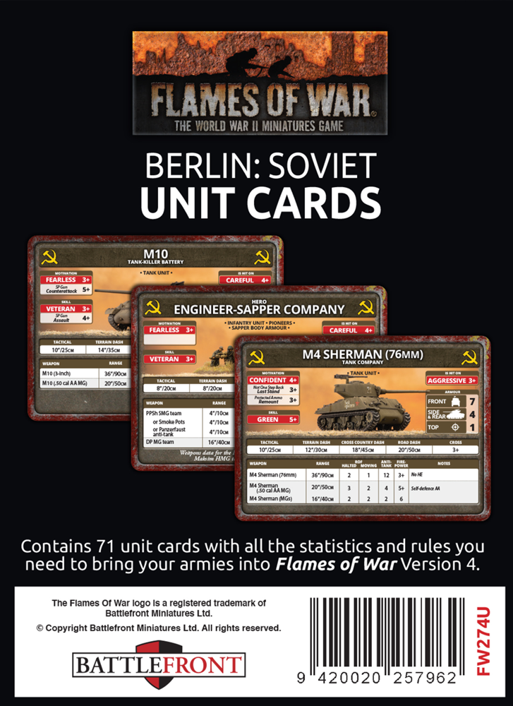 Flames of War WW2: Berlin - Soviet Unit Cards