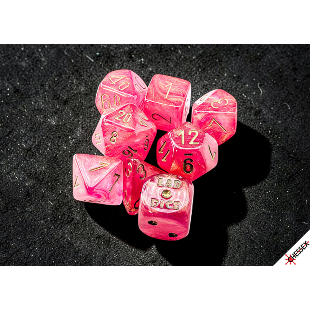 Chessex Lab Series Polyhedral Dice: Shimmer - Ignis/Gold (Preorder)