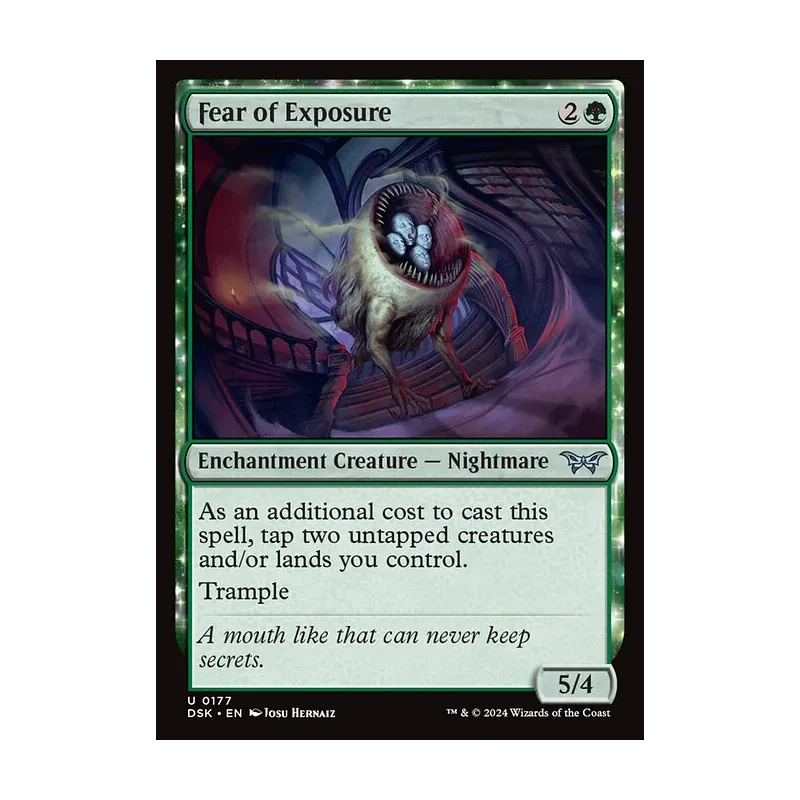 mtg fear cards Magic The Gathering - Duskmourn - House of Horror This card enters the battlefield attached to that creature.) Enchanted creature has fear Magic the Gathering [039] SEVENTH