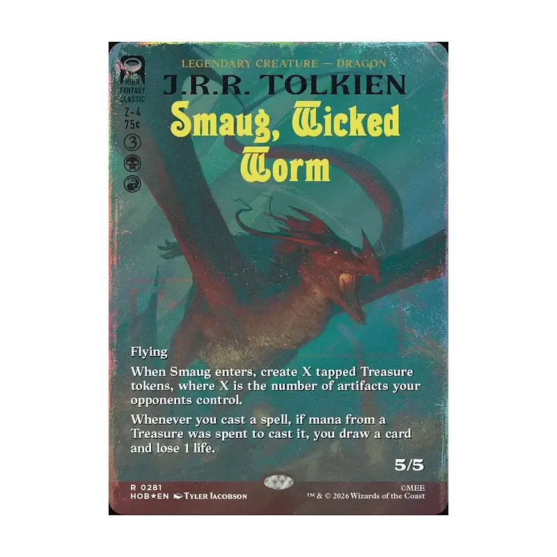 Smaug, Wicked Worm (Borderless) (Surge Foil) - The Hobbit (Foil Near Mint)